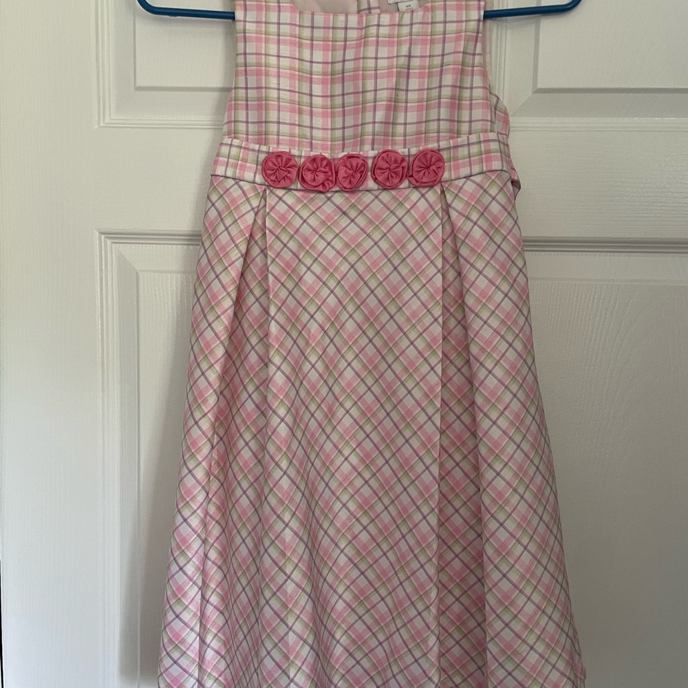 Charter Club Pink Plaid Kids Dress with Rosette Details